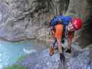 Galitzenklamm-Klettersteig: Daniela nach der ersten Seilbrücke (5. Juli)