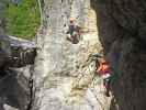 ÖTK-Klettersteig Pirkner Klamm: Daniela, Christoph und Doris auf der zweiten Seilbrücke (6. Juli)