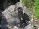 ÖTK-Klettersteig Pirkner Klamm: Daniela, Doris, Norbert und Christian zwischen zweiter und dritter Seilbrücke (6. Juli)