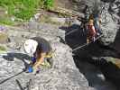 ÖTK-Klettersteig Pirkner Klamm: Christoph und Erich auf der dritten Seilbrücke (6. Juli)