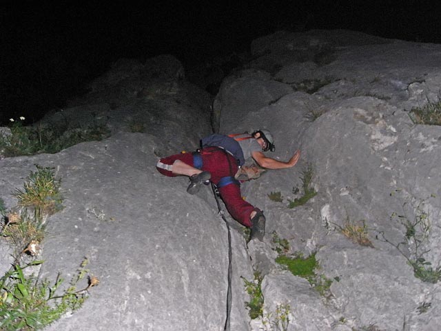 HTL-Klettersteig: Reinhard nach der Schlüsselstelle (16. Juli)