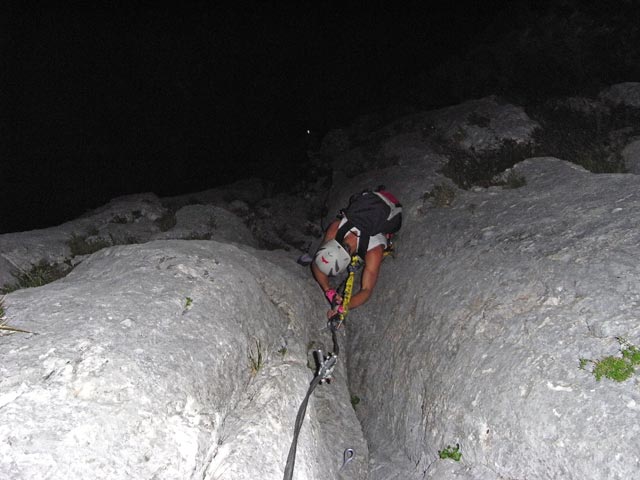 HTL-Klettersteig: Christoph nach der Schlüsselstelle (16. Juli)
