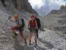 Via Ferrata Giovanni Lipella: Andreas, Daniela und Erich zwischen Gallerie del Castelletto und der Einstiegstafel