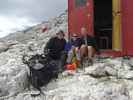 Erich, Daniela und ich beim Bivacco Fiamme Galle, 3.005 m