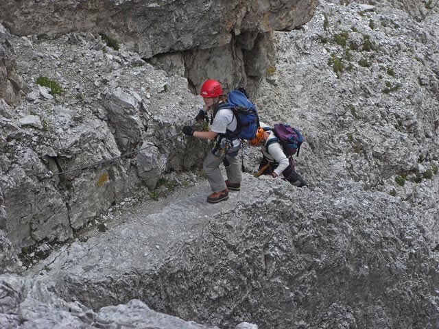 Gleirscher-Klettersteig: Daniela und Erich im Ausstieg (17. Aug.)