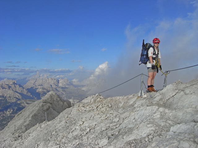 Via Ferrata Ivano Dibona: Daniela zwischen Abzweigung zum Cristallino d'Ampezzo und Ponte Cristallo (30. Aug.)
