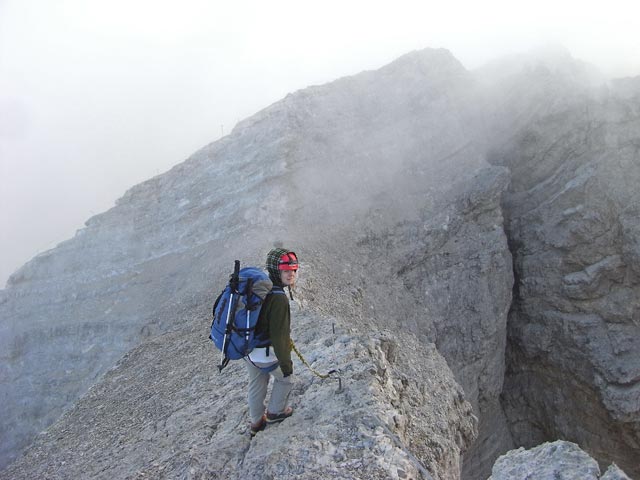 Via Ferrata Ivano Dibona: Daniela zwischen Cristallino d'Ampezzo und Abzweigung zum Cristallino d'Ampezzo (31. Aug.)