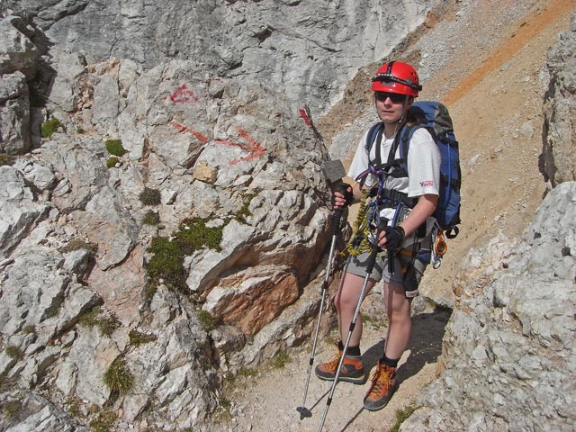 Via Ferrata Ivano Dibona: Daniela zwischen Forcella Alta und Abzweigung nach Son Forcia (31. Aug.)