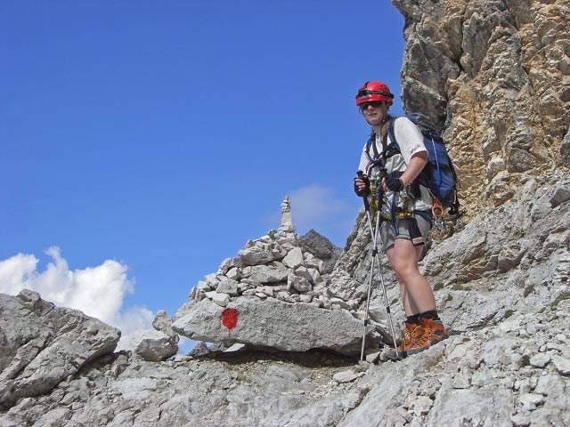 Via Ferrata Ivano Dibona: Daniela zwischen Forcella Bassa und Forcella Zurlon (31. Aug.)