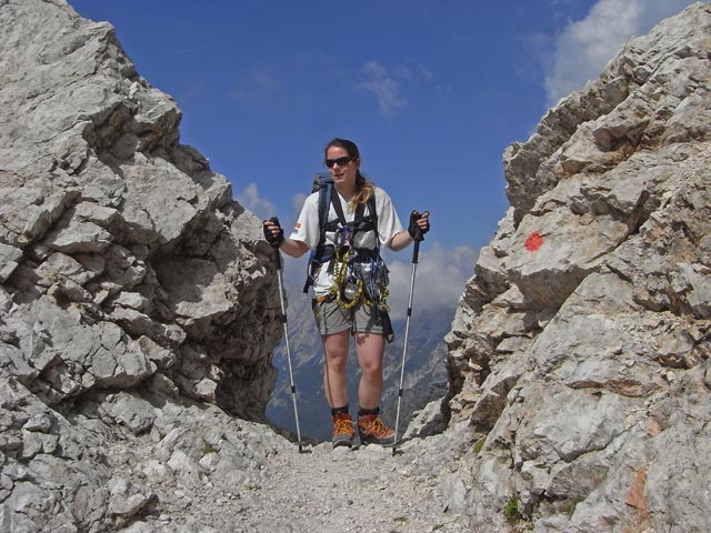 Via Ferrata Ivano Dibona: Daniela zwischen Forcella Bassa und Forcella Zurlon (31. Aug.)