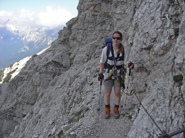 Via Ferrata Ivano Dibona: Daniela zwischen Forcella Bassa und Forcella Zurlon (31. Aug.)