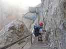 Via Ferrata Ivano Dibona: Daniela zwischen Ponte Cristallo und Forcella Stounies (30. Aug.)