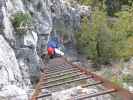 Fennberg-Klettersteig: Daniela auf der ersten Leiter