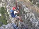 Fennberg-Klettersteig: Daniela am Ende der zweiten Leiter