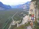 Fennberg-Klettersteig: Daniela zwischen zweiter und dritter Leiter