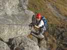 Hundskopf-Klettersteig: Daniela nach dem Einstieg (12. Okt.)