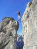 Hundskopf-Klettersteig: Daniela auf der Seilbrücke (12. Okt.)