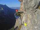 Unterer Stripsenkopf-Klettersteig: Daniela nach dem Einstieg (12. Okt.)