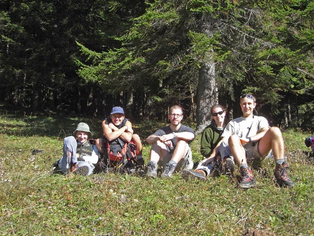 Christoph, Gudrun, Norbert, Daniela und ich am Kühmairboden, 1.191 m (18. Okt.)