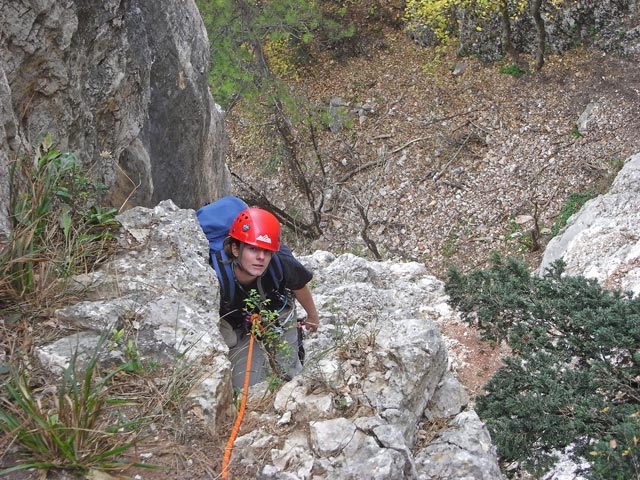 Daniela in der zweiten Seillänge