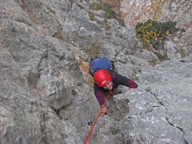 Daniela in der dritten Seillänge