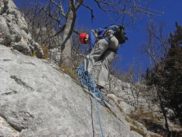 Postlerweg: Daniela am Stand nach der 4. Seill&auml;nge