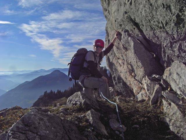 Postlerweg: Daniela am Stand nach der 10. Seill&auml;nge