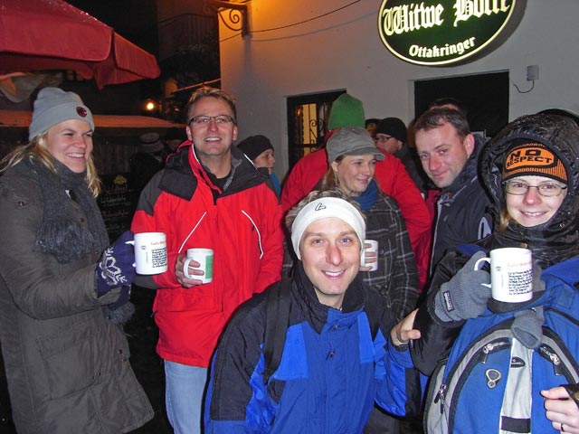 Marlies, Michael, ich, ?, Andreas und Daniela am Weihnachtsmarkt am Spittelberg (22. Nov.)