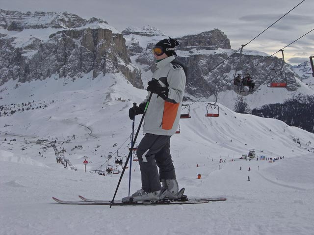 Daniela auf der Abfahrt des Sessellifts Sasso Levante (22. Dez.)