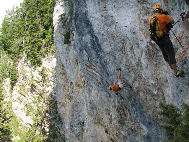 Bürgeralm-Klettersteig: Andreas und Axel in der Arena(variante)
