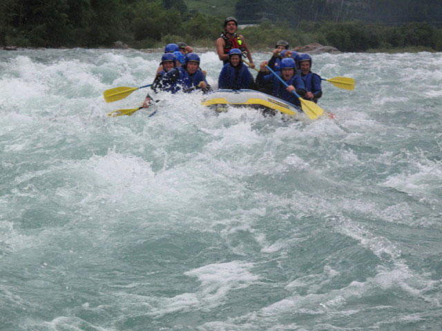 Claudia, Günther, Tobias, Erwin und Christian auf der Isel (12. Juli)