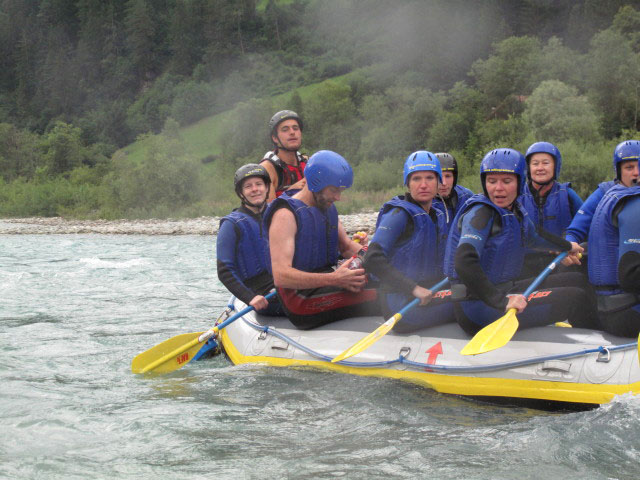 Daniela, Johannes, Helmut, Doris, Christoph, Claudia, Edith und Timo auf der Isel (12. Juli)