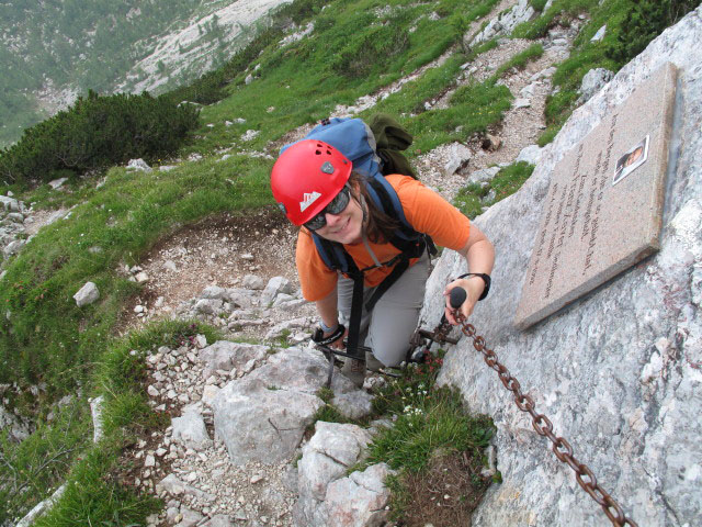 Uiberlacher-Klettersteig: Daniela im Einstieg (14. Juli)