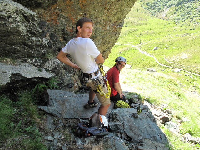 Falken-Klettersteig: Christoph und Friedrich beim Einstieg (17. Juli)