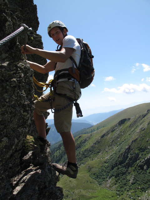 Falken-Klettersteig: Christoph auf der Rampe (17. Juli)
