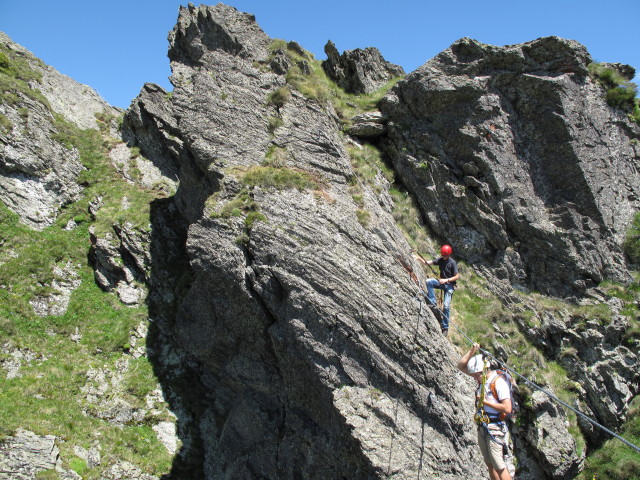 Falken-Klettersteig: Peter und Christoph auf der Seilbrücke (17. Juli)