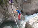 ÖTK-Klettersteig Pirkner Klamm: Erich und Martin auf der vierten Seilbrücke (11. Juli)