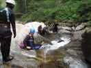 Brigitte, Gunther, Helmut, Günther, Tobias und Doris in der Wöllaschlucht (15. Juli)