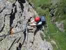 Falken-Klettersteig: Daniela vor der Rampe (17. Juli)