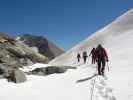 Daniela, Norbert, Paul und Michael in der Bockkarscharte, 3.039 m (27. Juli)