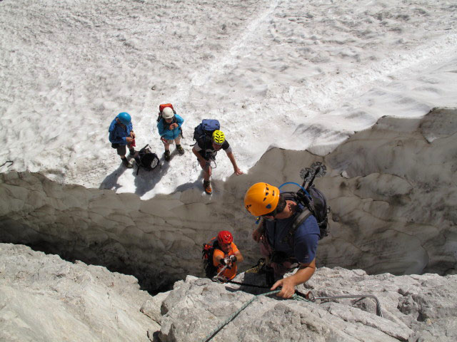 H&ouml;llental-Klettersteig: Erhard und Andreas in der Einstiegsvariante