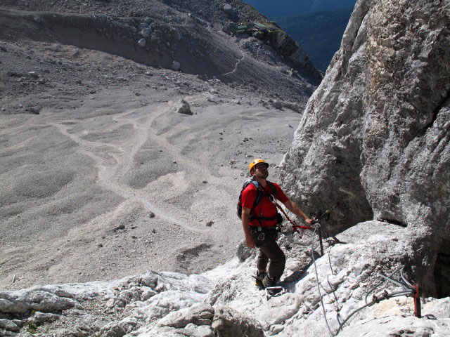 Stopselzieher-Klettersteig: Axel beim Ende des Stopselziehers