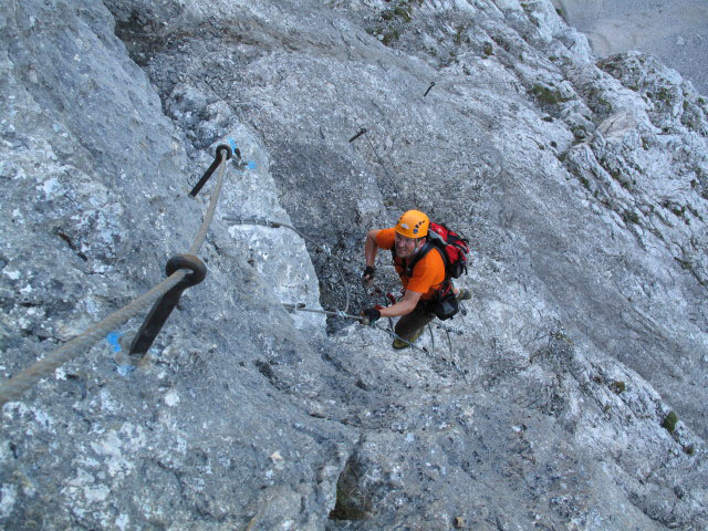 Mauerl&auml;ufer-Klettersteig: Axel auf der Seilleiter