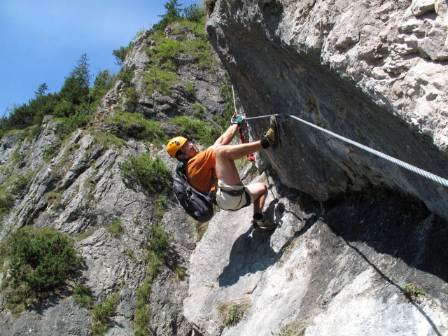 Grünstein-Klettersteig: Andreas in der schwierigen Variante