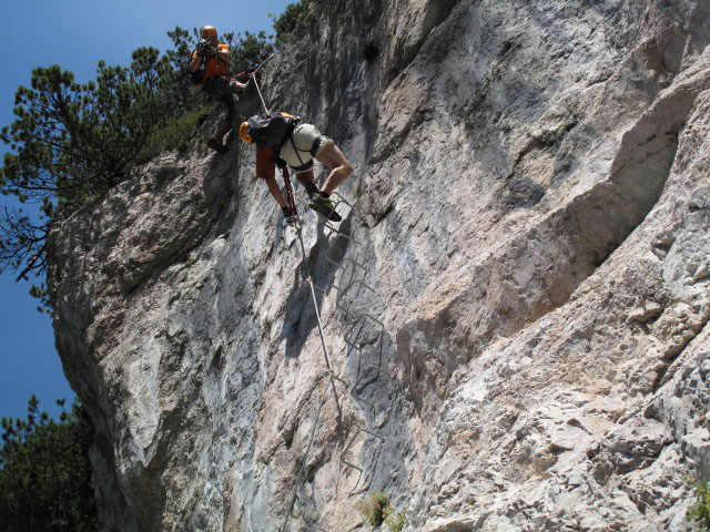 Gr&uuml;nstein-Klettersteig: Axel und Andreas in der schwierigen Variante