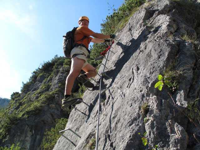 Gr&uuml;nstein-Klettersteig: Andreas in der Isidor-Variante