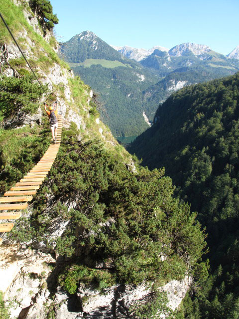 Grünstein-Klettersteig: Andreas auf der Hängebrücke