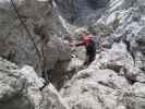 Gamsänger-Klettersteig: Daniela zwischen Babenstuber-Hütte und Jägerwandtreppe (26. Sept.)