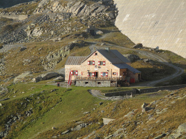 Reißeckhütte vom Übungsklettersteig Reißeckhütte aus (3. Okt.)