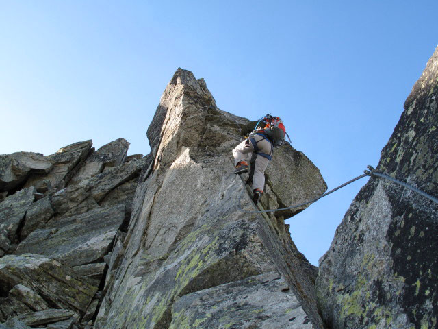 Klettersteig 'Bella Vista': Daniela nach dem Steigbuch (4. Okt.)